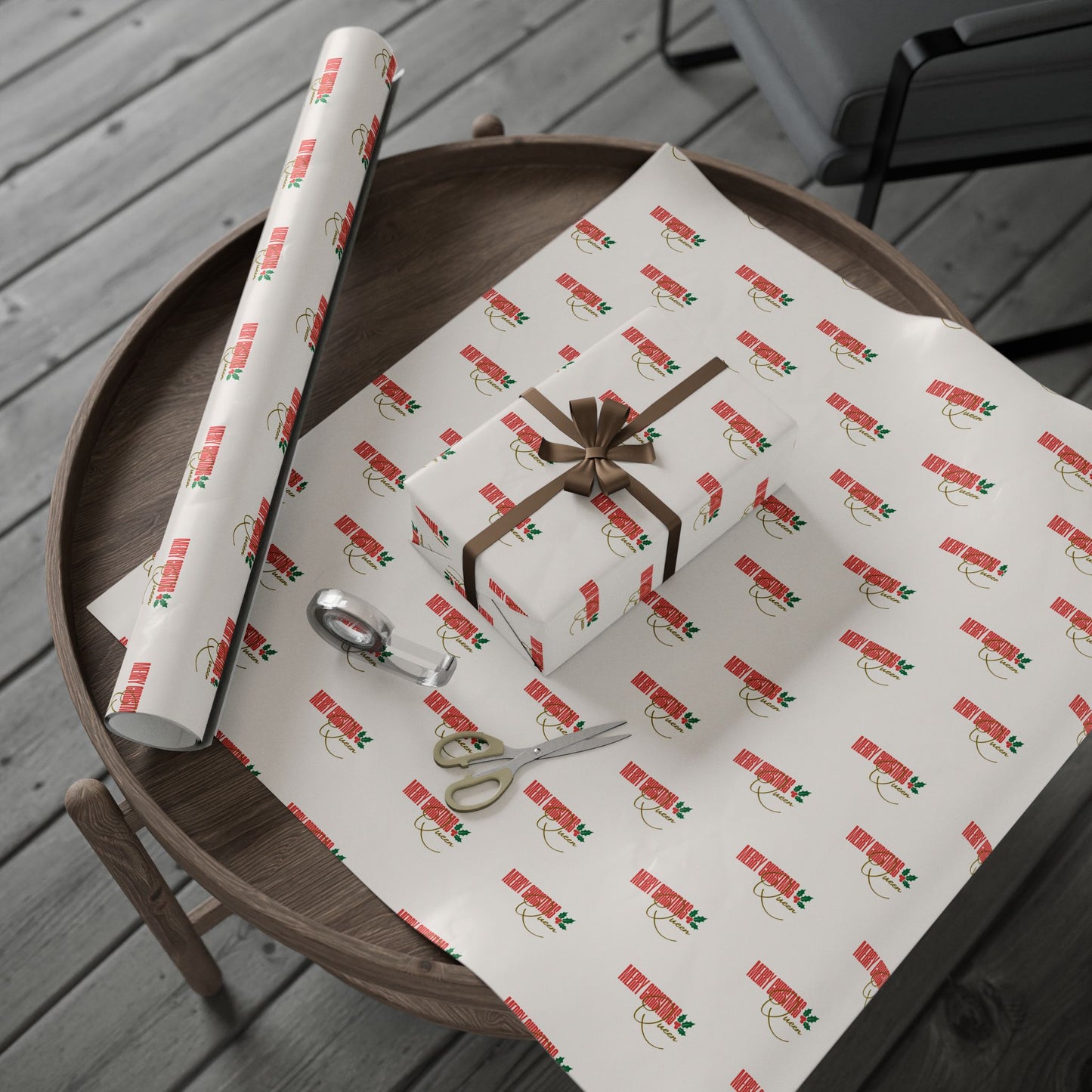 “Merry Christmas Queen” Luxury Glossy Wrapping Paper | Holiday Gift Wrap for Her