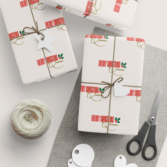 “Merry Christmas Queen” Luxury Glossy Wrapping Paper | Holiday Gift Wrap for Her